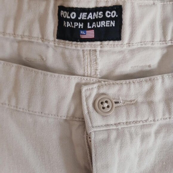 Vintage Polo Ralph Lauren utility pleat light khaki trousers size 38x30 - Picture 2 of 7